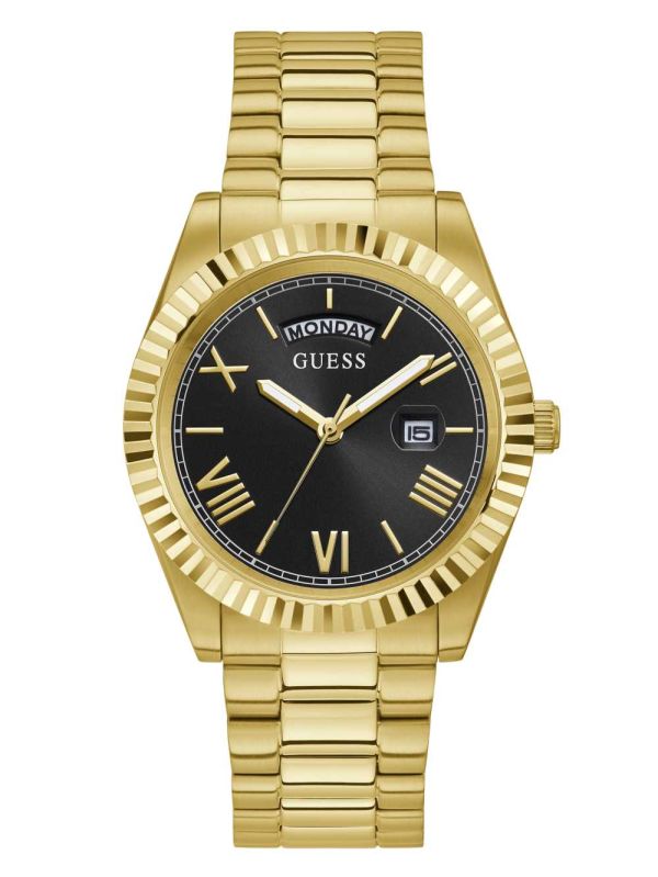 Guess Connoisseur Gold-Tone and Black Analog Klocka Herr Olika Färger | 952764-KSI