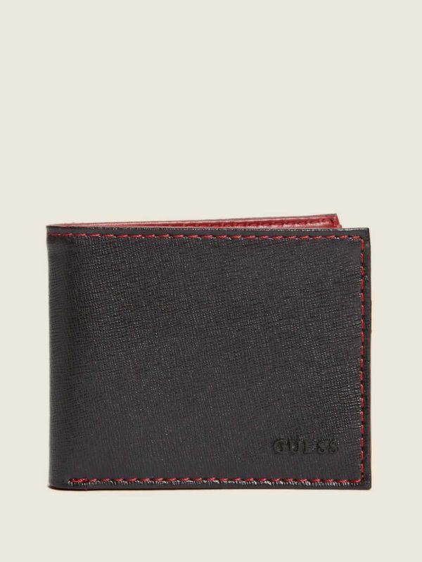 Guess Contrast Stitch Slimfold Plånbok Herr Svarta | 305912-LCN