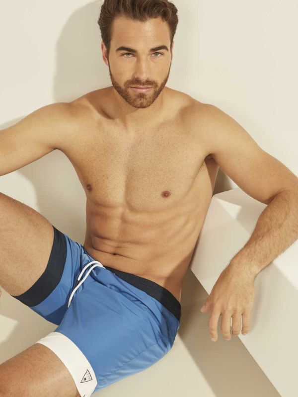 Guess Contrast Stripe Swim Trunks Badkläder Herr Blå | 291850-RWN