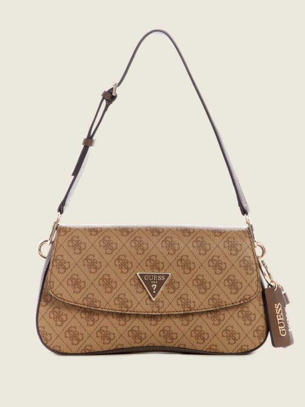 Guess Cordelia Logo Flap Axelväska Dam Bruna | 792604-PVY