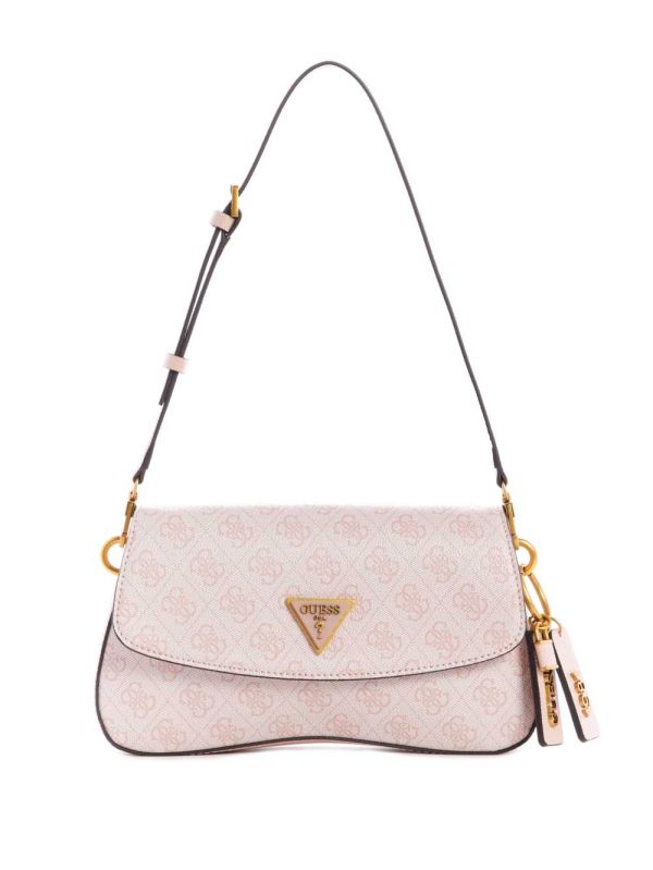 Guess Cordelia Logo Flap Axelväska Dam Rosa Vita | 786534-SNE