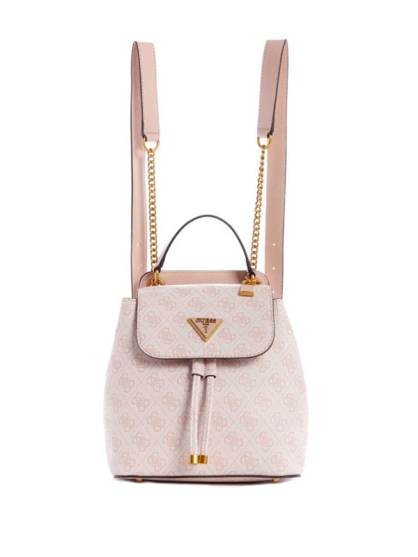Guess Cordelia Logo Flap Ryggsäck Dam Rosa Vita | 198065-CLN