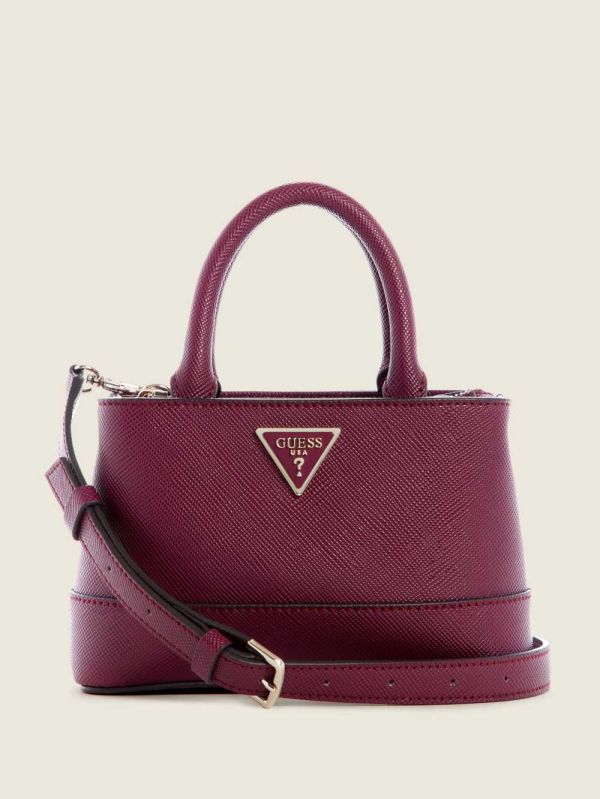 Guess Cordelia Mini Satchel Väska Dam Vinröda | 184563-UXL