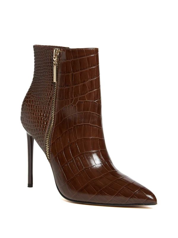 Guess Croc Läder Dragkedja Kängor Dam Bruna Olika Färger | 582360-QGX