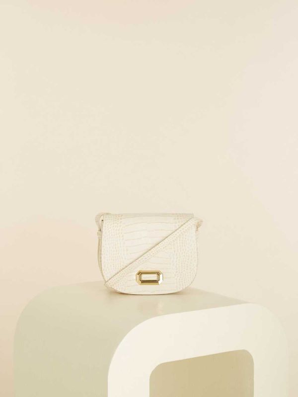 Guess Crocodile Saddle Bag Handväska Dam Grädde | 801346-WCA