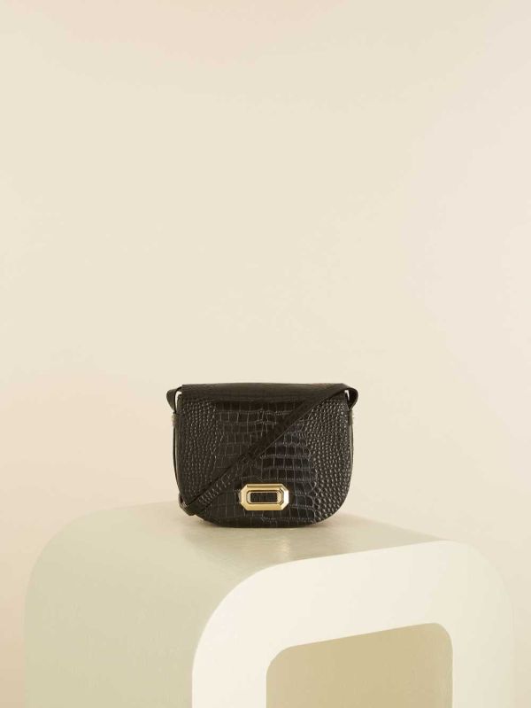 Guess Crocodile Saddle Bag Handväska Dam Svarta | 903278-FYE