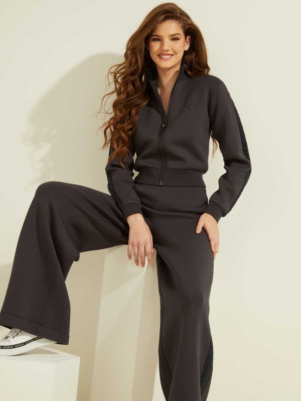 Guess Cropped Scuba Logo Zip-up Jacka Dam Blå Mörkgrå | 401975-YZB