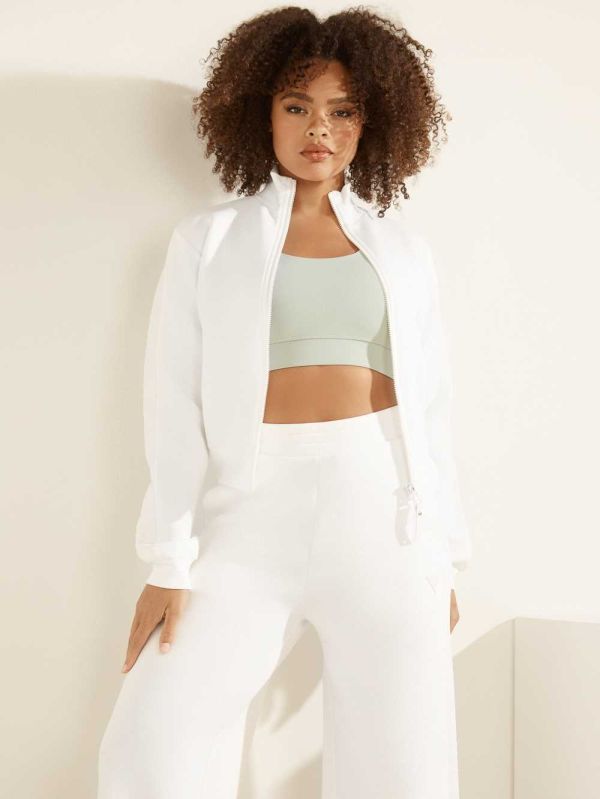 Guess Cropped Scuba Logo Zip-up Jacka Dam Grädde | 509748-PCY