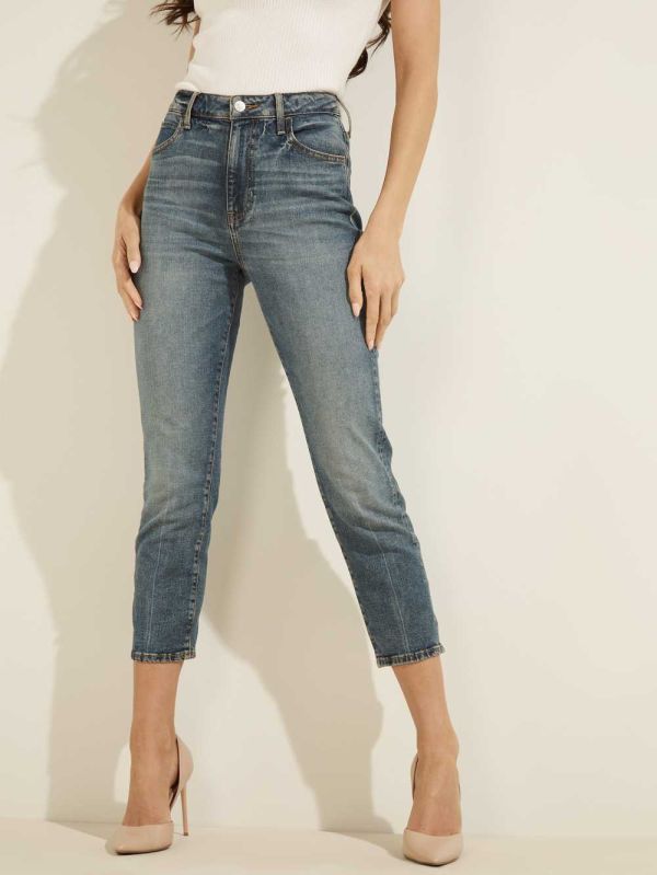 Guess Cropped Slim Straight Jeans Dam Ljusblå | 417652-VWN