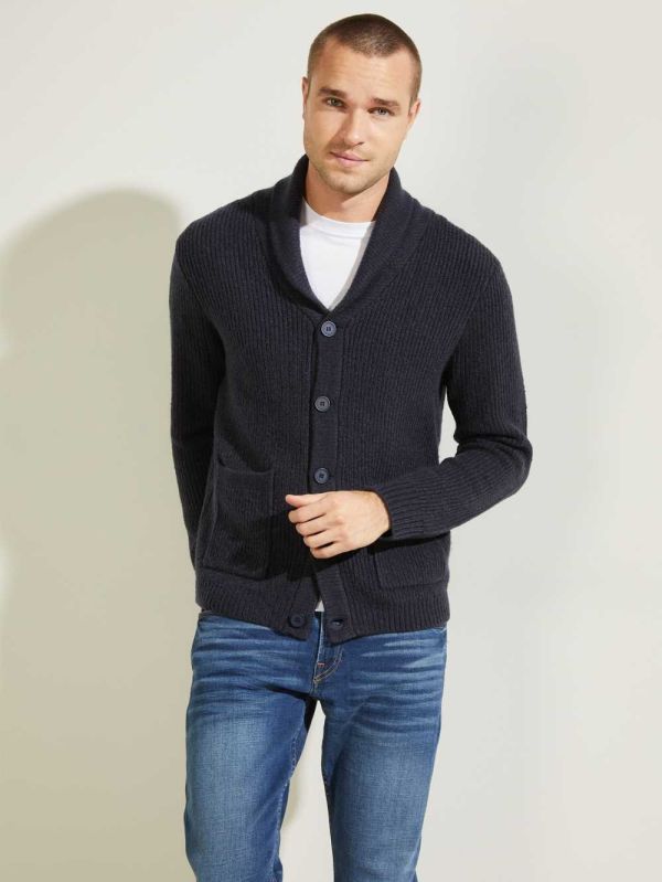 Guess Declan Shawl Cardigan Tröjor Herr Mörkolika Färger | 360594-JIN