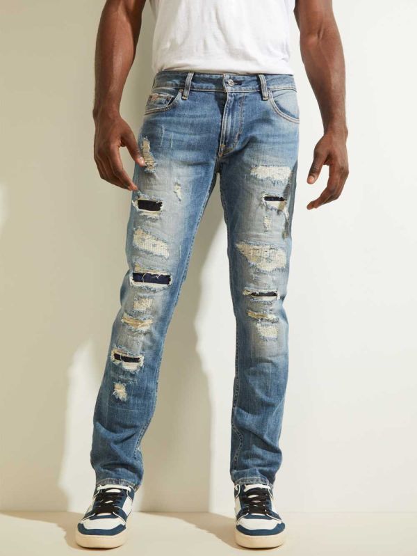 Guess Destroyed Utility Patch Jeans Herr Tvätt | 789054-ZRJ