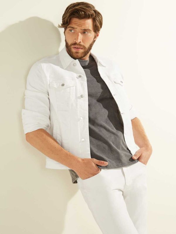 Guess Dillion Denim Jacka Herr Vita | 983245-LVX