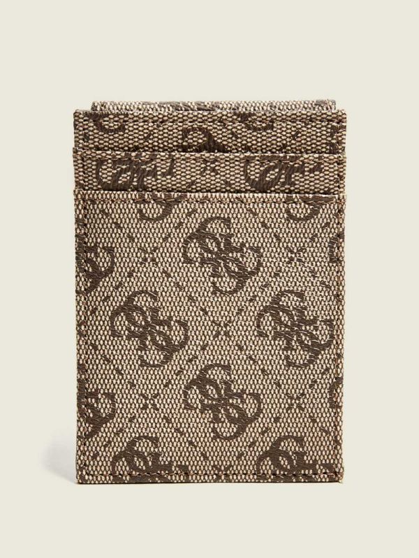 Guess Don Logo-Print Magnetic Card Case Plånbok Herr Bruna | 026945-UAQ