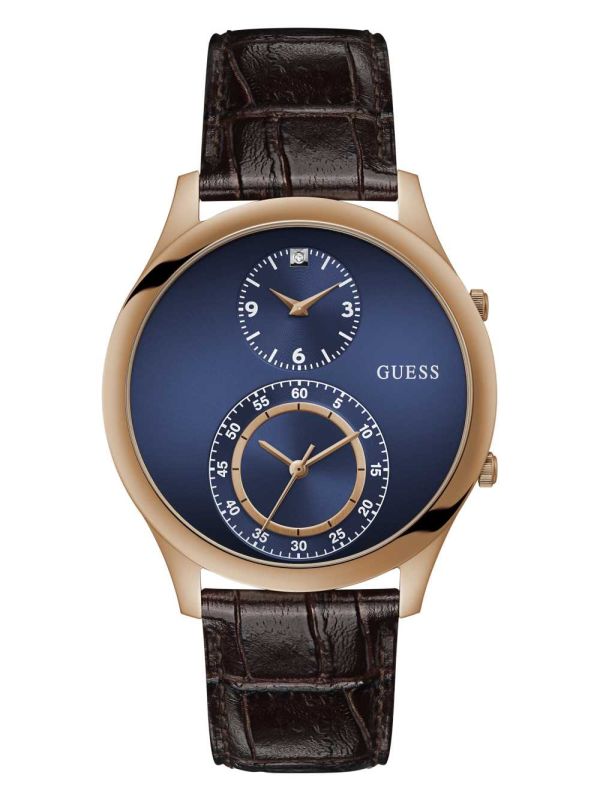 Guess Dos Rose Gold-Tone and Blue Dual Function Klocka Herr Olika Färger | 213970-LZB