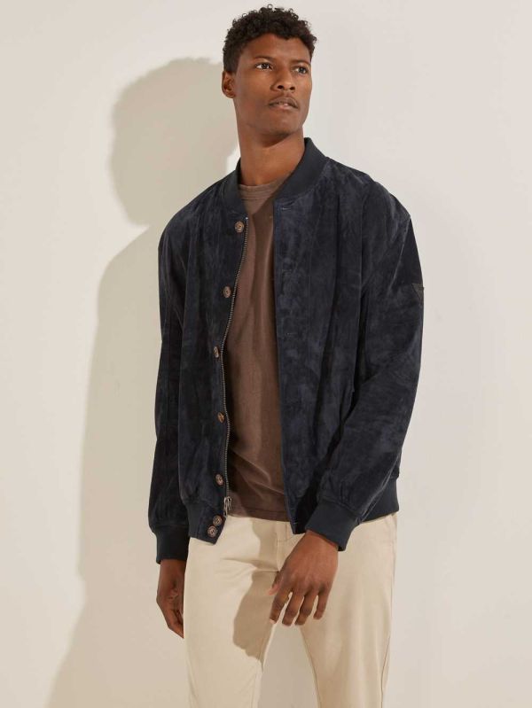 Guess Dust Mocka Bomber Jacka Herr Mörkblå | 549271-CWI
