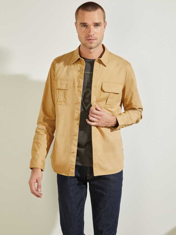 Guess Dusty Twill Washed Milton Skjorta Herr Olika Färger | 760935-GSY
