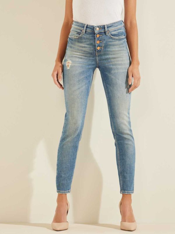 Guess Eco 1981 Button-Fly Skinny Jeans Dam Ljusblå | 395670-RDN