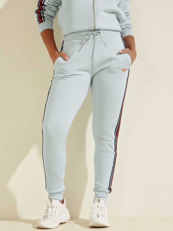 Guess Eco Abigal Stripe Mjukisbyxor Dam Ljusblå | 274083-UEF