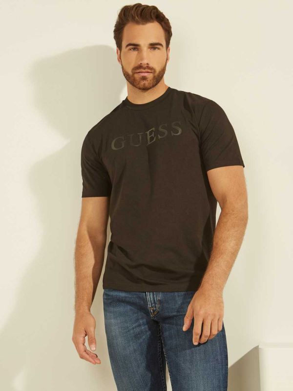 Guess Eco Alphy T-shirt Herr Svarta | 185374-VCI