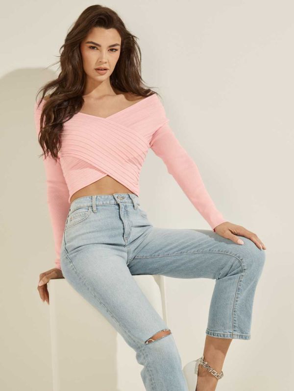 Guess Eco Amber Crisscross Tröjor Dam Rosa | 418526-DFO