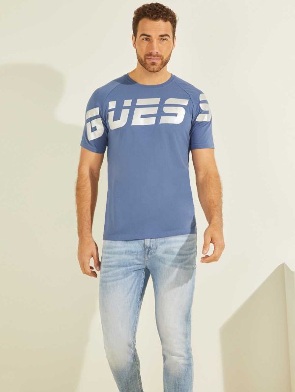 Guess Eco Arden Logo T-shirt Herr Blå | 624031-MXV
