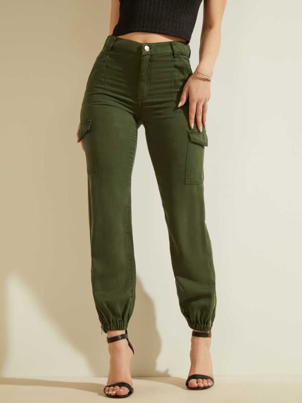 Guess Eco Bowie Cargo Chino Byxor Dam Gröna Olika Färger | 047682-CEU