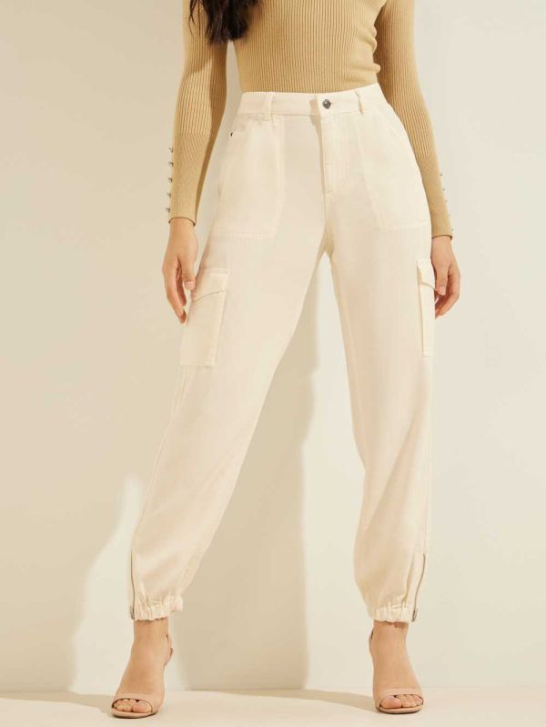 Guess Eco Bowie Cargo Chino Byxor Dam Grädde Vita Olika Färger | 789521-ESC