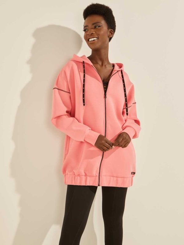 Guess Eco Caren Long Zip-Up Hoodie Dam Röda | 560413-EQP