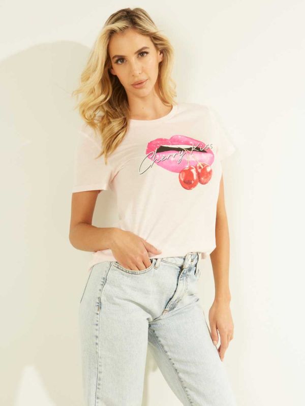 Guess Eco Cherry Kiss T-shirt Dam Rosa | 478256-FKS