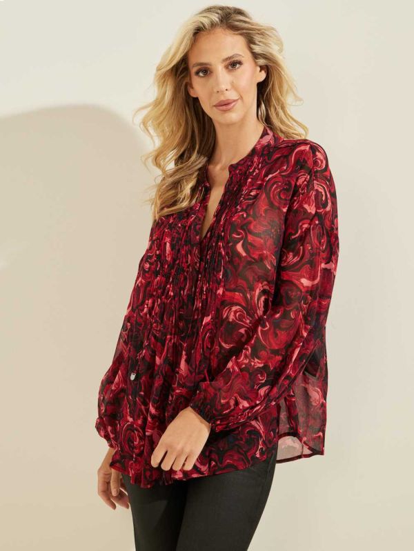 Guess Eco Diamante Blusar Dam Rosa Röda | 618043-CLZ