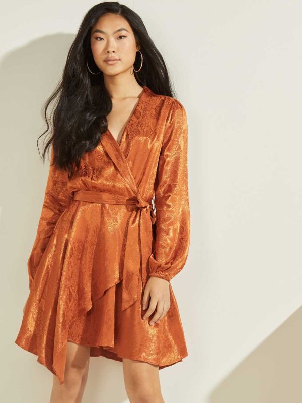Guess Eco Doha Wrap Klänning Dam Bruna | 814903-JRA