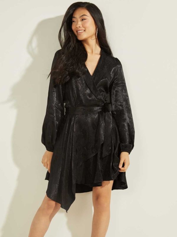Guess Eco Doha Wrap Klänning Dam Svarta | 436928-TIW