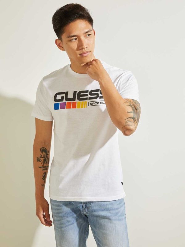 Guess Eco Guess Race Club T-shirt Herr Vita | 724895-QTB