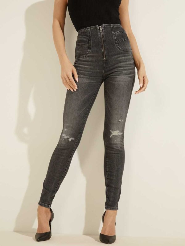 Guess Eco Kat Skinny Jeans Dam Svarta Vita | 417960-JIV