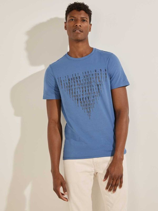 Guess Eco Keanu Logo T-shirt Herr Blå | 915326-WGH