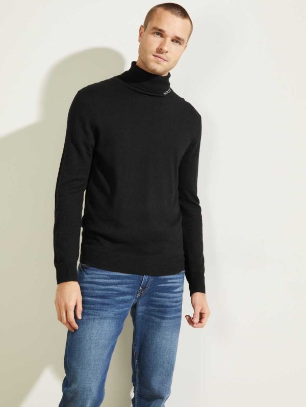 Guess Eco Lane Basic Turtleneck T-shirt Herr Svarta | 024859-OKA