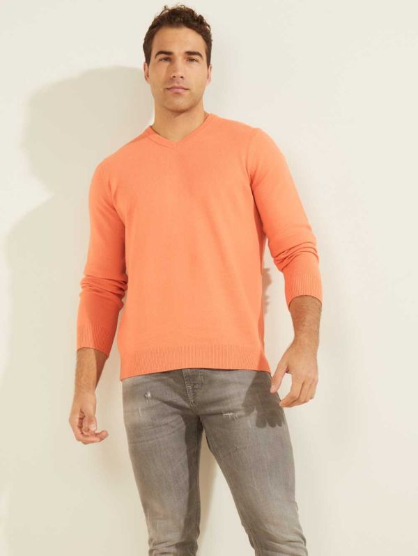 Guess Eco Liam V-Neck Tröjor Herr Orange | 142805-ECX