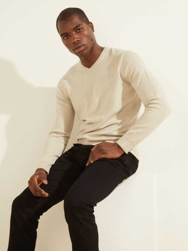 Guess Eco Liam V-Neck Tröjor Herr Vita | 082153-TEU