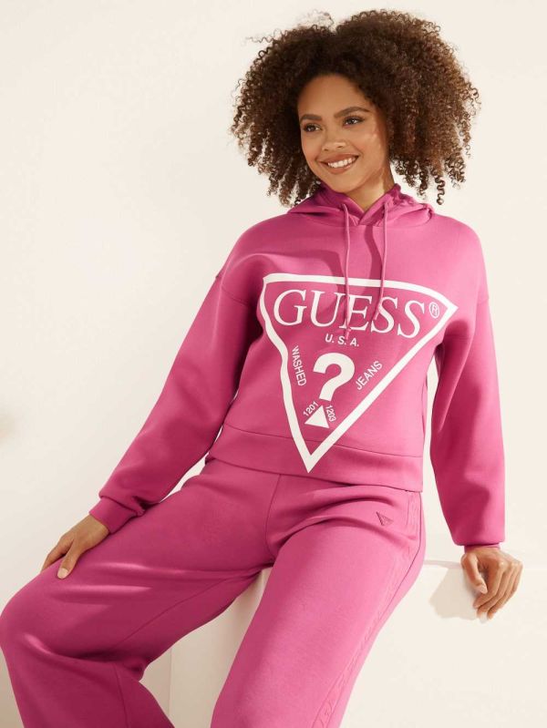 Guess Eco Logo Hooded Sweatshirt Dam Lila | 802794-GAZ