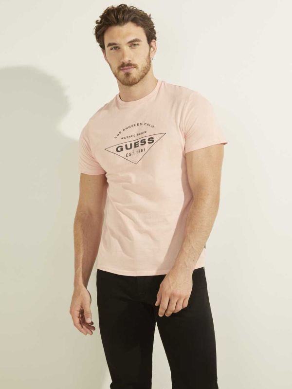 Guess Eco Logo T-shirt Herr Ljusrosa | 702819-YHL