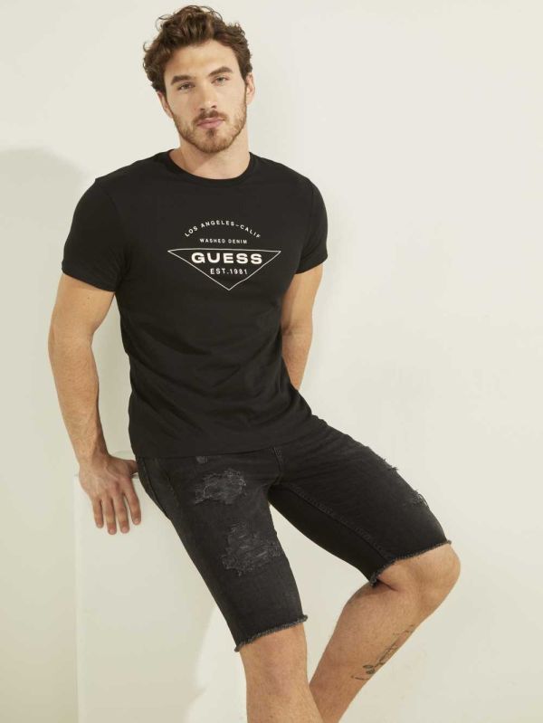Guess Eco Logo T-shirt Herr Svarta | 340968-ROD