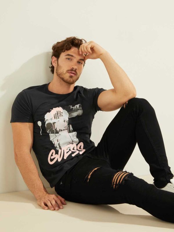 Guess Eco Night Graffiti T-shirt Herr Olika Färger | 264150-WZF