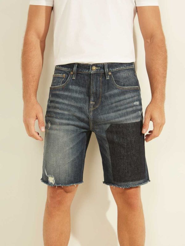 Guess Eco Patch Denim Shorts Herr Blå | 820367-TUN
