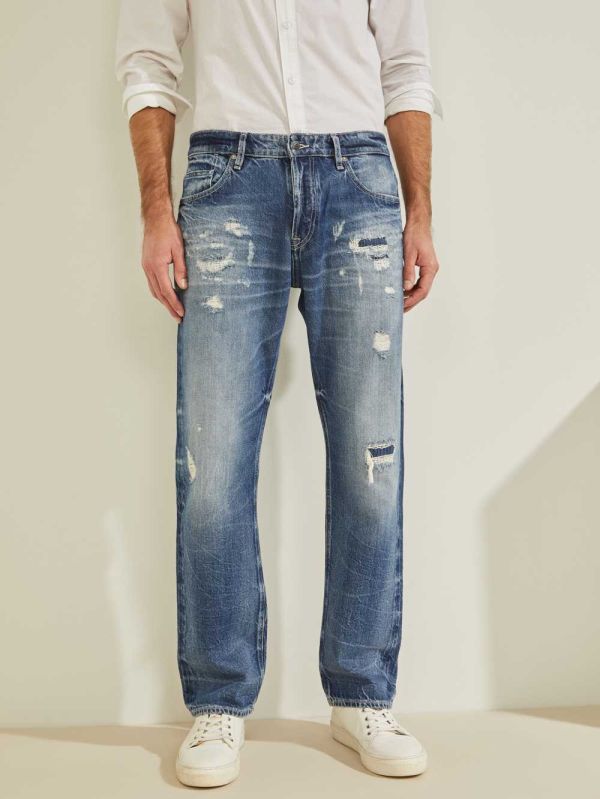 Guess Eco Rodeo Distressed Jeans Herr Blå Vita | 462985-JQN