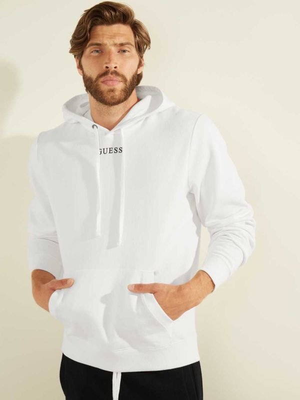 Guess Eco Roy Embroidered Logo Hoodie Herr Vita | 279865-ZWM