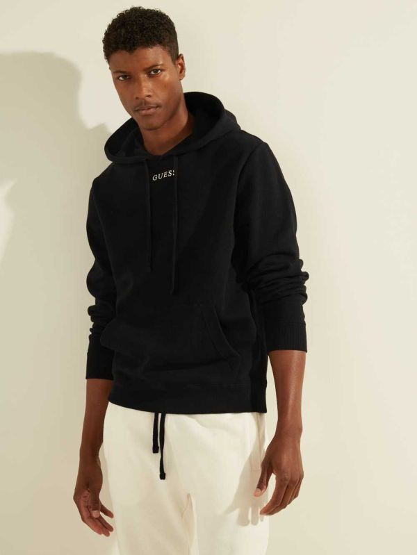 Guess Eco Roy Embroidered Logo Hoodie Herr Svarta | 610375-FGX
