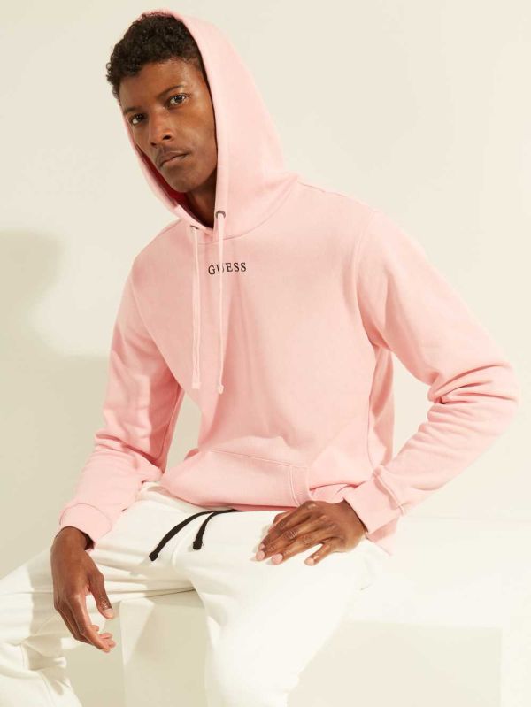 Guess Eco Roy Embroidered Logo Hoodie Herr Ljusrosa | 743809-JUV