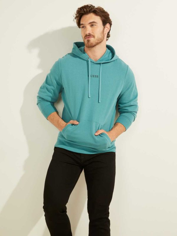 Guess Eco Roy Embroidered Logo Hoodie Herr Turkos | 980216-TQD