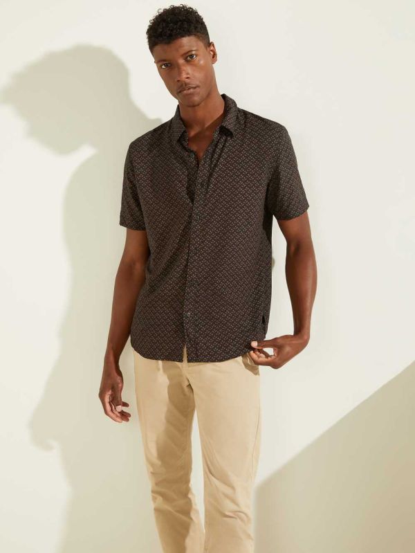 Guess Eco Shore Print Skjorta Herr Mörkgrå | 027814-JQC
