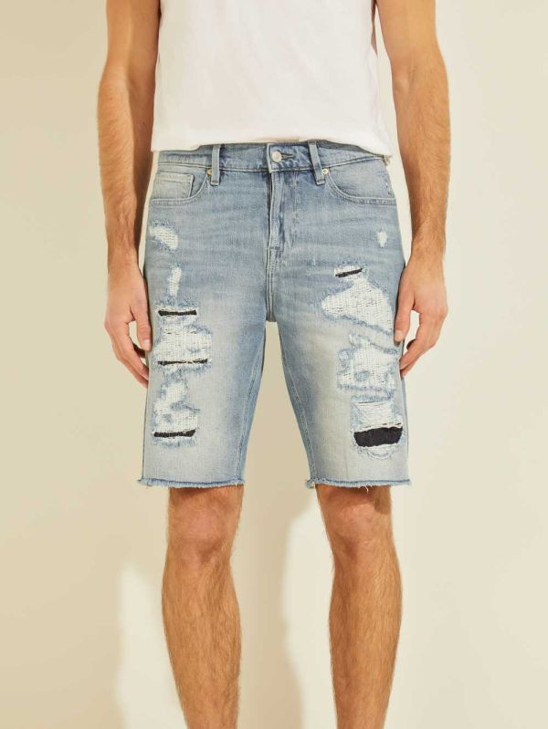 Guess Eco Slim Denim Shorts Herr Blå | 197508-UVL